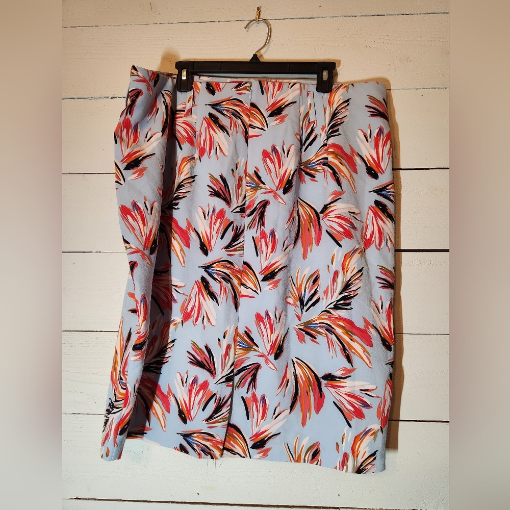 Lane Bryant - Floral Print Women's Skirt - Blue And Orange - Size 22